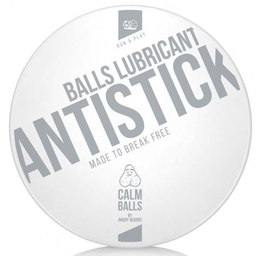 Biały, okrągły słoik 55 g sportowego lubrykantu CALM BALLS z szarymi napisami: BALLS LUBRICANT, ANTISTICK, MADE TO BREAK FREE. Produkt widoczny z przodu na jednolitym tle, bez dodatków.