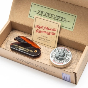 Captain Fawcett – Set mit „Private Stock“-Schnurrbartwachs und Kamm