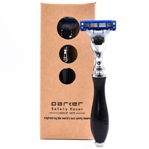 Parker Safety Razor Gillette Mach 3 Rasierer, Modell-Nr. 111B-M3 – SCHWARZ