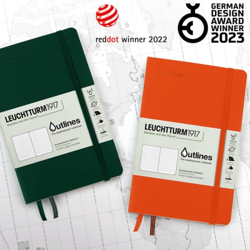 LEUCHTTURM1917 Outlines notatnik wodoodporny Paperback B6+ Walden Green w kropki.jpg