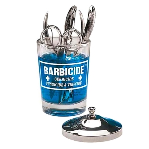 Barbicide Glasbehälter zur Desinfektion von Instrumenten mit einem Fassungsvermögen von 120 ml
